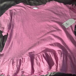Time and Tru Vibrant Pink V-Neck Tee